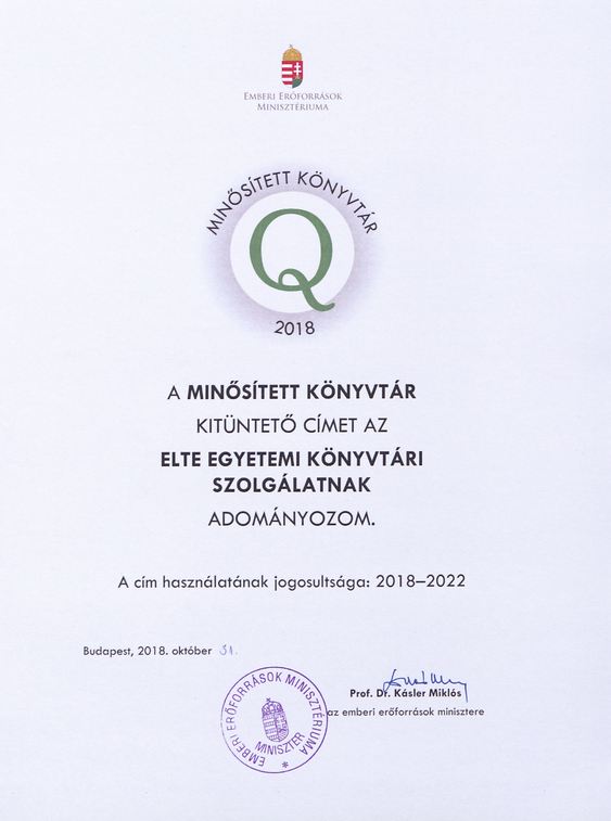 Minősített Könyvtár Díj