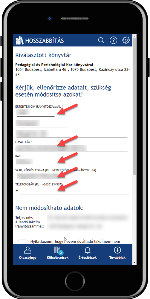 A kép az ELTE Könyvtár WebApp képernyőképét mutatja.